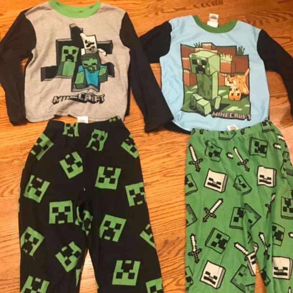 2 Pairs Minecraft Creeper Pajamas PJs Size 7